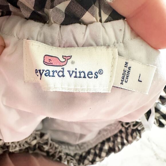 Vineyard Vines Off the Shoulder Gingham Black & White Mini Dress Women's Large - Picture 9 of 11